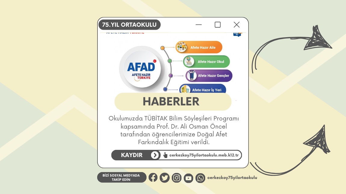 Okulumuz Öğrencilerine  Doğal Afet Farkındalık Eğitimi Verildi